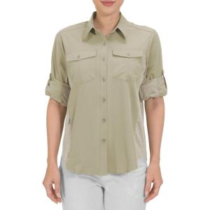 imageLittle Donkey Andy Womens Stretch Quick Dry UPF50 Long Sleeve Shirt for Hiking Travel CampingA Khakipanels