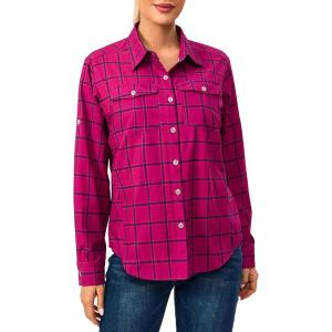 imageLittle Donkey Andy Womens Stretch Quick Dry UPF50 Long Sleeve Shirt for Hiking Travel CampingFuchsia Red Plaid