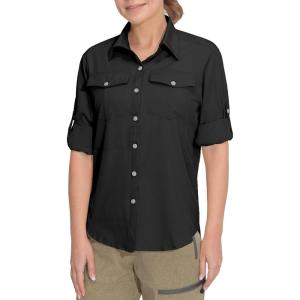 imageLittle Donkey Andy Womens Stretch Quick Dry UPF50 Long Sleeve Shirt for Hiking Travel CampingUpgraded Black