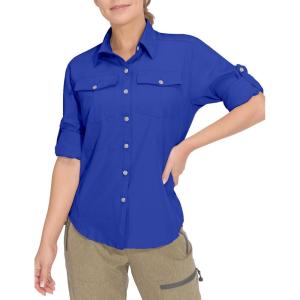 imageLittle Donkey Andy Womens Stretch Quick Dry UPF50 Long Sleeve Shirt for Hiking Travel CampingUpgraded Blue