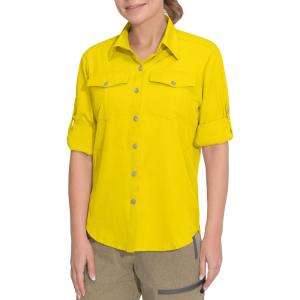imageLittle Donkey Andy Womens Stretch Quick Dry UPF50 Long Sleeve Shirt for Hiking Travel CampingUpgraded Cyber Yellow