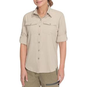 imageLittle Donkey Andy Womens Stretch Quick Dry UPF50 Long Sleeve Shirt for Hiking Travel CampingUpgraded Khaki