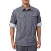 imageLittle Donkey Andy Mens Stretch Quick Dry UPF50 Long Sleeve Shirt for Hiking Travel CampingGray Plaid