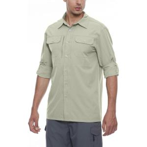 imageLittle Donkey Andy Mens Stretch Quick Dry UPF50 Long Sleeve Shirt for Hiking Travel CampingA Khaki