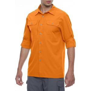imageLittle Donkey Andy Mens Stretch Quick Dry UPF50 Long Sleeve Shirt for Hiking Travel CampingA Orange
