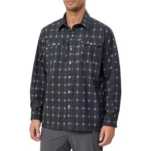 imageLittle Donkey Andy Mens Stretch Quick Dry UPF50 Long Sleeve Shirt for Hiking Travel CampingBlack Plaid