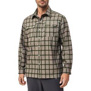 imageLittle Donkey Andy Mens Stretch Quick Dry UPF50 Long Sleeve Shirt for Hiking Travel CampingSage Plaid