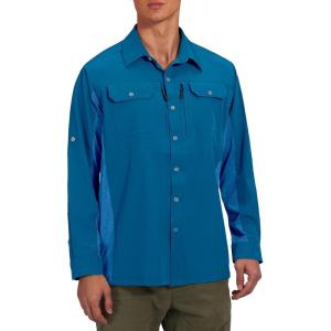 imageLittle Donkey Andy Mens Stretch Quick Dry UPF50 Long Sleeve Shirt for Hiking Travel CampingUpgraded Deep Blue