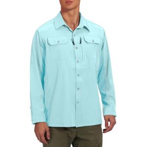 imageLittle Donkey Andy Mens Stretch Quick Dry UPF50 Long Sleeve Shirt for Hiking Travel CampingUpgraded Light Blue