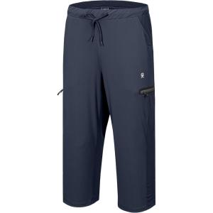 imageLittle Donkey Andy Mens UltraStretch Lightweight Quick Dry Athletic Pants Drawstring Travel Exercise Running JoggingB7 Navy Blue Capri Pants