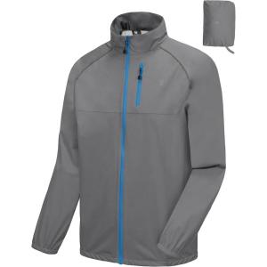 imageLittle Donkey Andy Mens Cycling Jacket Waterproof Lightweight Windbreaker PackableUpgradegray