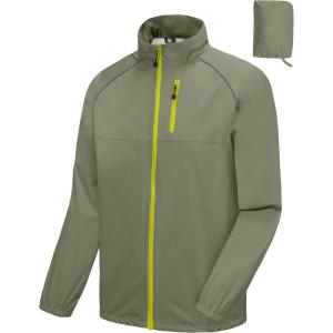 imageLittle Donkey Andy Mens Cycling Jacket Waterproof Lightweight Windbreaker PackableUpgradegreen