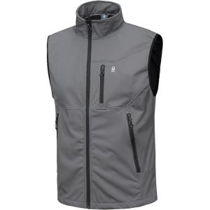 imageLittle Donkey Andy Mens Lightweight Softshell Vest Windproof Sleeveless Jacket for Travel Hiking Running GolfGray