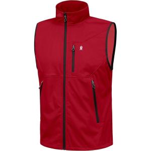 imageLittle Donkey Andy Mens Lightweight Softshell Vest Windproof Sleeveless Jacket for Travel Hiking Running GolfRed