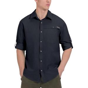 imageLittle Donkey Andy Mens UPF 50 UV Protection Shirt Breathable Long Sleeve Fishing Hiking Shirt AirHoles TechBlack Heather