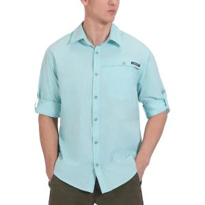 imageLittle Donkey Andy Mens UPF 50 UV Protection Shirt Breathable Long Sleeve Fishing Hiking Shirt AirHoles TechLight Blue Heather