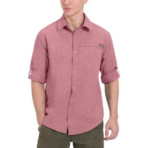 imageLittle Donkey Andy Mens UPF 50 UV Protection Shirt Breathable Long Sleeve Fishing Hiking Shirt AirHoles TechWatermelon Heather