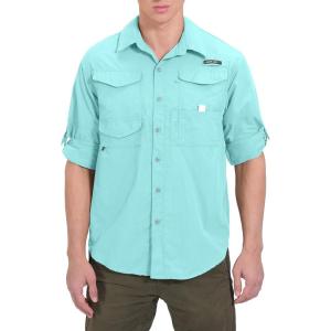 imageLittle Donkey Andy Mens UPF 50 UV Protection Shirt Long Sleeve Fishing Hiking ShirtBluemultiple Pockets