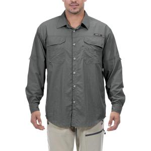 imageLittle Donkey Andy Mens UPF 50 UV Protection Shirt Long Sleeve Fishing Hiking ShirtGray