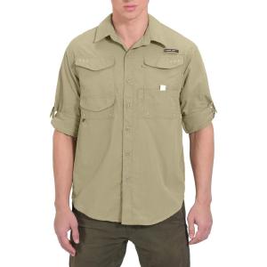imageLittle Donkey Andy Mens UPF 50 UV Protection Shirt Long Sleeve Fishing Hiking ShirtKhakimultiple Pockets