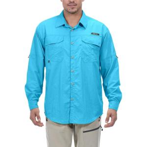 imageLittle Donkey Andy Mens UPF 50 UV Protection Shirt Long Sleeve Fishing Hiking ShirtSea Blue