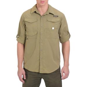 imageLittle Donkey Andy Mens UPF 50 UV Protection Shirt Long Sleeve Fishing Hiking ShirtTaupemultiple Pockets