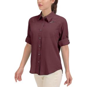 imageLittle Donkey Andy Womens UPF 50 UV Protection Shirt Breathable Long Sleeve Fishing Hiking Shirts Quick DryDark Red