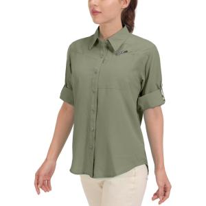 imageLittle Donkey Andy Womens UPF 50 UV Protection Shirt Breathable Long Sleeve Fishing Hiking Shirts Quick DryLoden Green