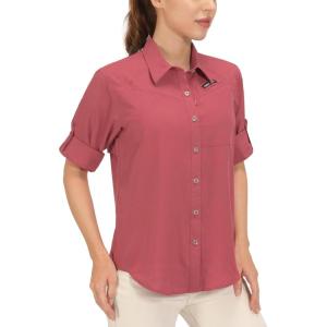 imageLittle Donkey Andy Womens UPF 50 UV Protection Shirt Breathable Long Sleeve Fishing Hiking Shirts Quick DryRacing Red