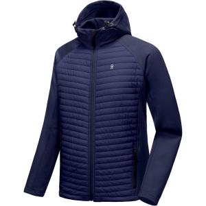 imageLittle Donkey Andy Mens Insulated Running Warm Jacket Thermal Hybrid Hiking JacketHoodeddark Blue