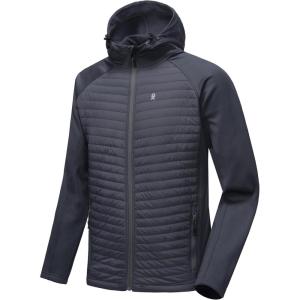 imageLittle Donkey Andy Mens Insulated Running Warm Jacket Thermal Hybrid Hiking JacketHoodedgray