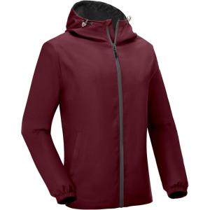 imageLittle Donkey Andy Mens Lightweight Breathable Windbreaker Golf Jacket UPF50 Windproof Outdoor Running CoatHoodiedark Red