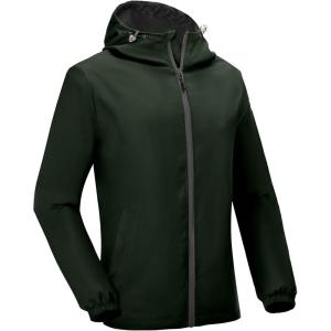 imageLittle Donkey Andy Mens Lightweight Breathable Windbreaker Golf Jacket UPF50 Windproof Outdoor Running CoatHoodieelm Green