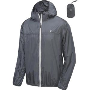 imageLittle Donkey Andy Mens Lightweight Packable Sun Protection Jacket Quick Dry Full Zip Hooded Windbreaker for HikingA Windbreaker Gray