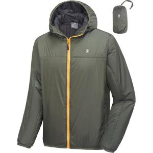imageLittle Donkey Andy Mens Lightweight Packable Sun Protection Jacket Quick Dry Full Zip Hooded Windbreaker for HikingB Insulation Army Green