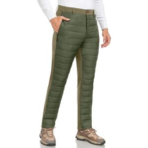 imageLittle Donkey Andy Mens Puffer Pants Warm Fleece Lined Quilted Insulation Snow Ski PantsDark Green