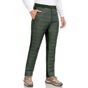 imageLittle Donkey Andy Mens Puffer Pants Warm Fleece Lined Quilted Insulation Snow Ski PantsDark Greenfleece Lined