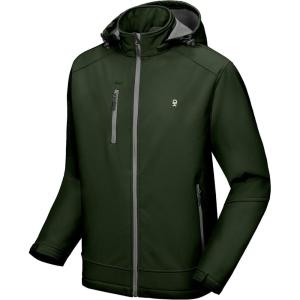 imageLittle Donkey Andy Mens Softshell Jacket with Removable Hood Fleece LinedAelm Green
