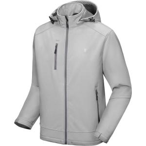 imageLittle Donkey Andy Mens Softshell Jacket with Removable Hood Fleece LinedAlight Gray