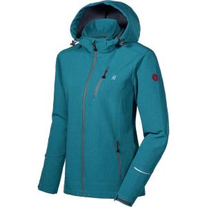imageLittle Donkey Andy Womens Softshell Jacket Ski Jacket with Removable Hood Fleece LinedDeep Lake Heather