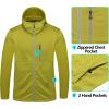 imageLittle Donkey Andy Mens Winter Lightweight Warm Fleece Running Jacket Breathable Hooded Thermal Jacket with Thumb HolesGreen Banana