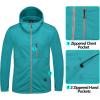 imageLittle Donkey Andy Mens Winter Lightweight Warm Fleece Running Jacket Breathable Hooded Thermal Jacket with Thumb HolesTile Blue