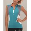 imageLittle Donkey Andy Womens Half Zip Breathable Cycling Vests Reflective Sleeveless Jerseys Shirts Golf 4 Rear PocketsUpgraded Lake Blue