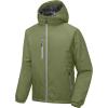 imageLittle Donkey Andy Mens Warm Recycle Insulated Jacket Hooded Lightweight Windproof Winter Coat Hiking TravelPesto Green