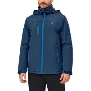 imageLittle Donkey Andy Mens Lightweight Winter Jacket Hooded Windproof Warm Insulated Jacket for Ski HikingDark Blue