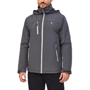 imageLittle Donkey Andy Mens Lightweight Winter Jacket Hooded Windproof Warm Insulated Jacket for Ski HikingGrey