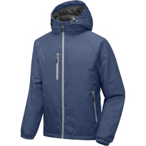 imageLittle Donkey Andy Mens Warm Recycle Insulated Jacket Hooded Lightweight Windproof Winter Coat Hiking TravelDark Blue
