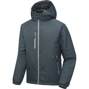 imageLittle Donkey Andy Mens Warm Recycle Insulated Jacket Hooded Lightweight Windproof Winter Coat Hiking TravelSteel Grey