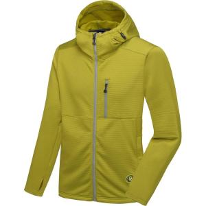 imageLittle Donkey Andy Mens Winter Lightweight Warm Fleece Running Jacket Breathable Hooded Thermal Jacket with Thumb HolesGreen Banana