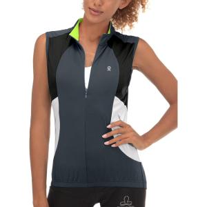 imageLittle Donkey Andy Womens Half Zip Breathable Cycling Vests Reflective Sleeveless Jerseys Shirts Golf 4 Rear PocketsUpgraded Steel Grey